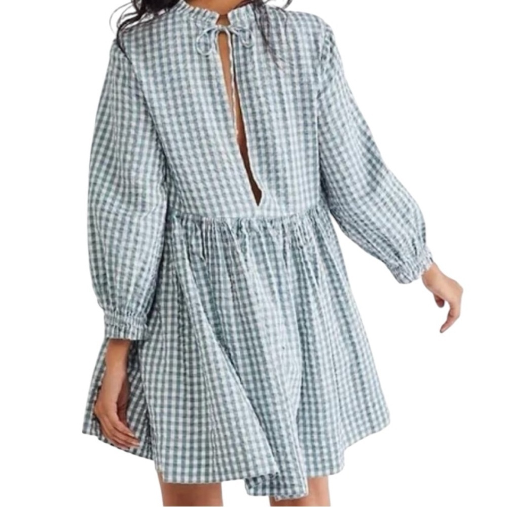 Free People Liza Drop Waist Gingham Midi Dress in Tuscany Pink Size XS - Picture 3 of 16